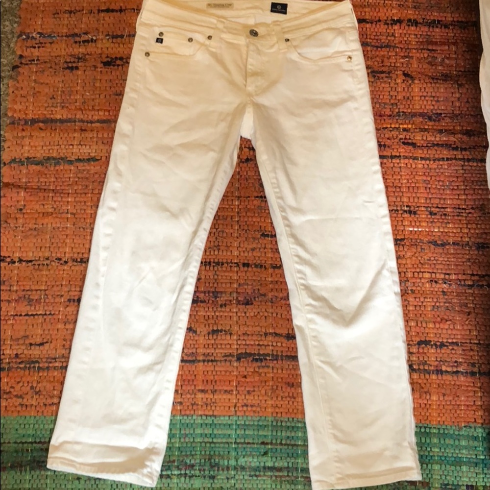 AG relaxed fit white jeans